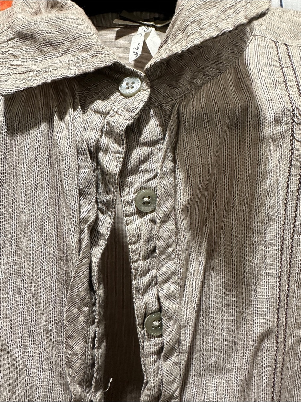 Light Taupe Striped Button-Up Shirt - Picture 1 of 6